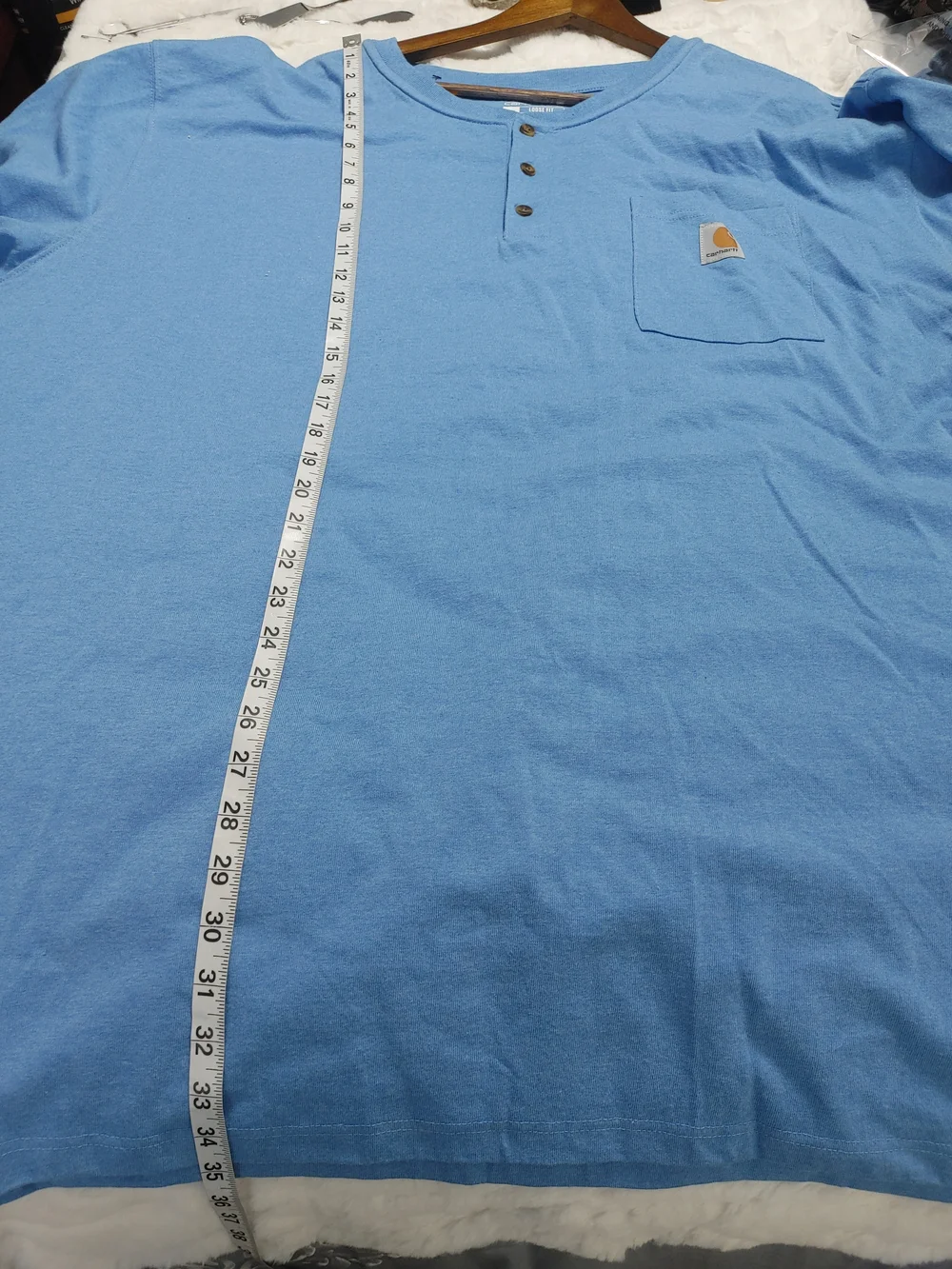 Carhartt Light Blue Short-Sleeve Henley with Chest Pocket 4XL - Picture 4 of 8